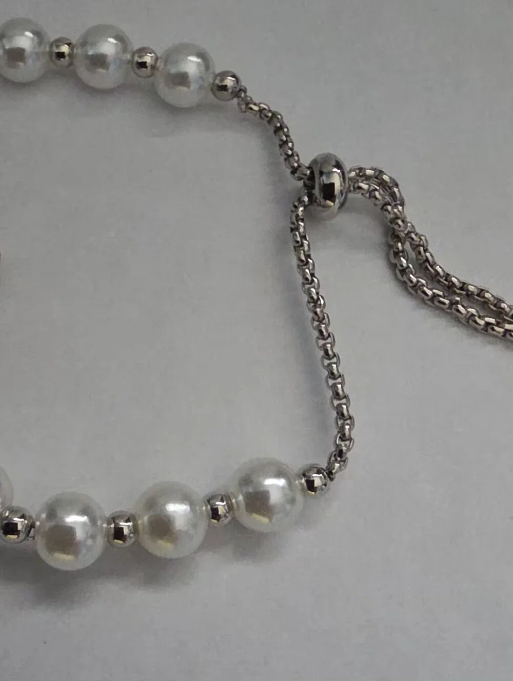 Silver Pearl Beaded Crystal Accent Women's Bracelet Watch